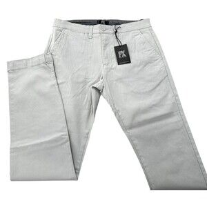 PX CLOTHING Mens 31x34 Grey NWT Straight Fit Flat Front Cotton Twill Chino Pants